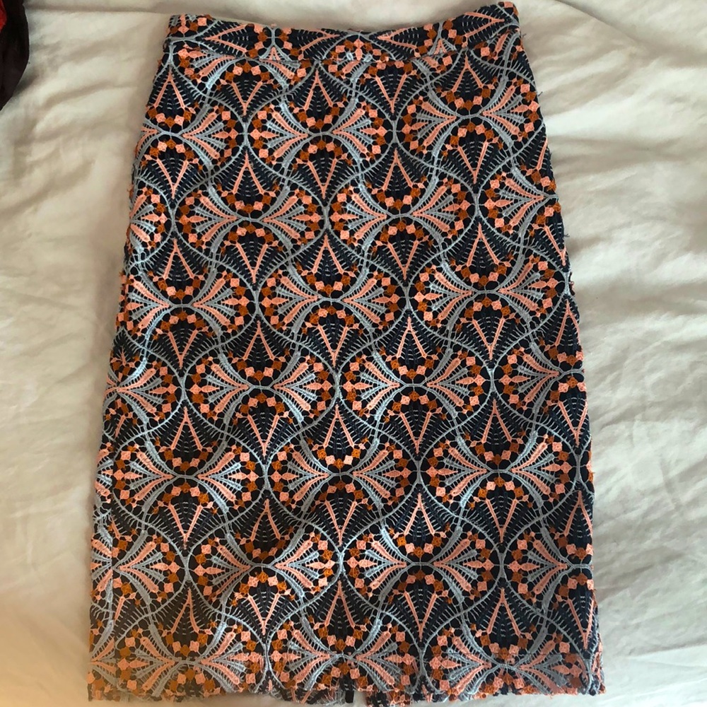 Moulinette soeurs Anthropologie embroidered midi pencil skirt